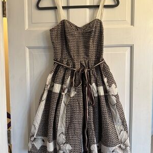 Anthropologie Brown and cream mini dress